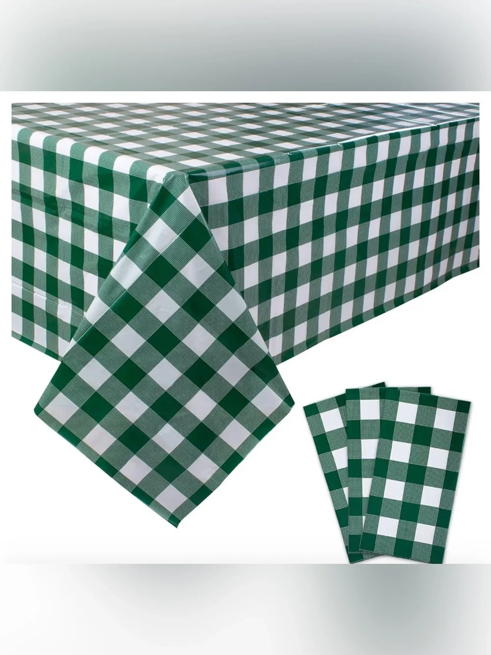 Green & White Checkered Table Cover